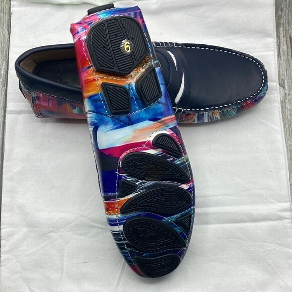 ROBERT GRAHAM Russell Leather Driver Loafer Shoe Hand Painted Size 9 main image 5